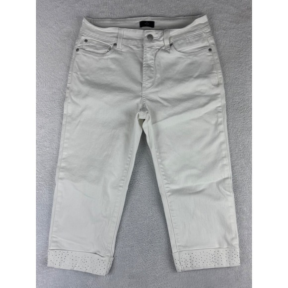 NYDJ Capri‎ Jeans White Cropped Denim Ankle Hem Womens Size 6P - Picture 1 of 15